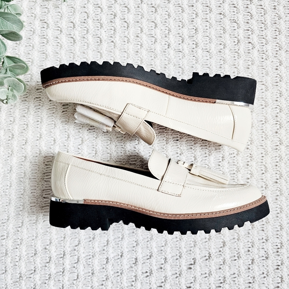 Franco Sarto Carolynn Tassel Loafers Neutral Patent Slip On Lug Sole Vamp NWOT 8 - Picture 5 of 16